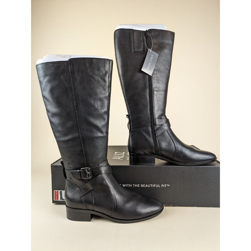 Naturalizer Riding Boots Womens 8M Rena Tall Wide Calf Black Leather Shoes NWB